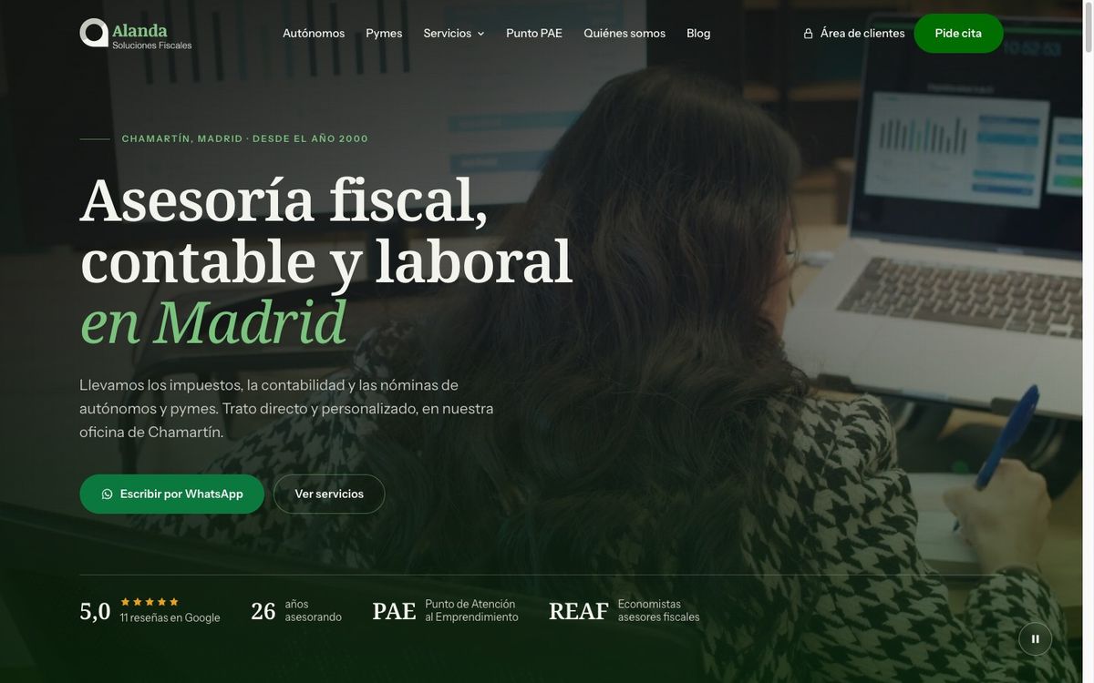 Web de Alanda Soluciones Fiscales hecha por TuIAgencia