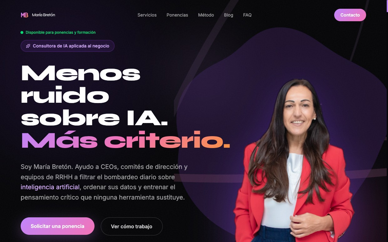 Web de María Bretón hecha por TuIAgencia