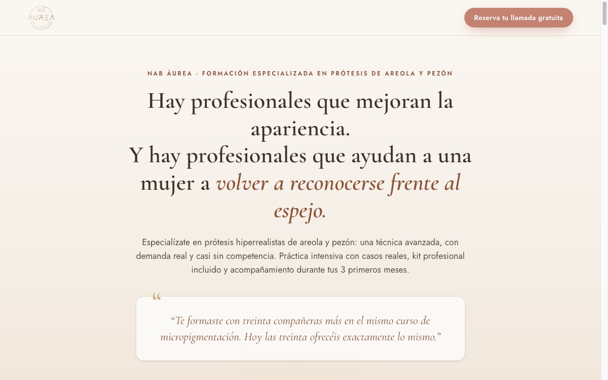 Web de NAB Áurea hecha por TuIAgencia